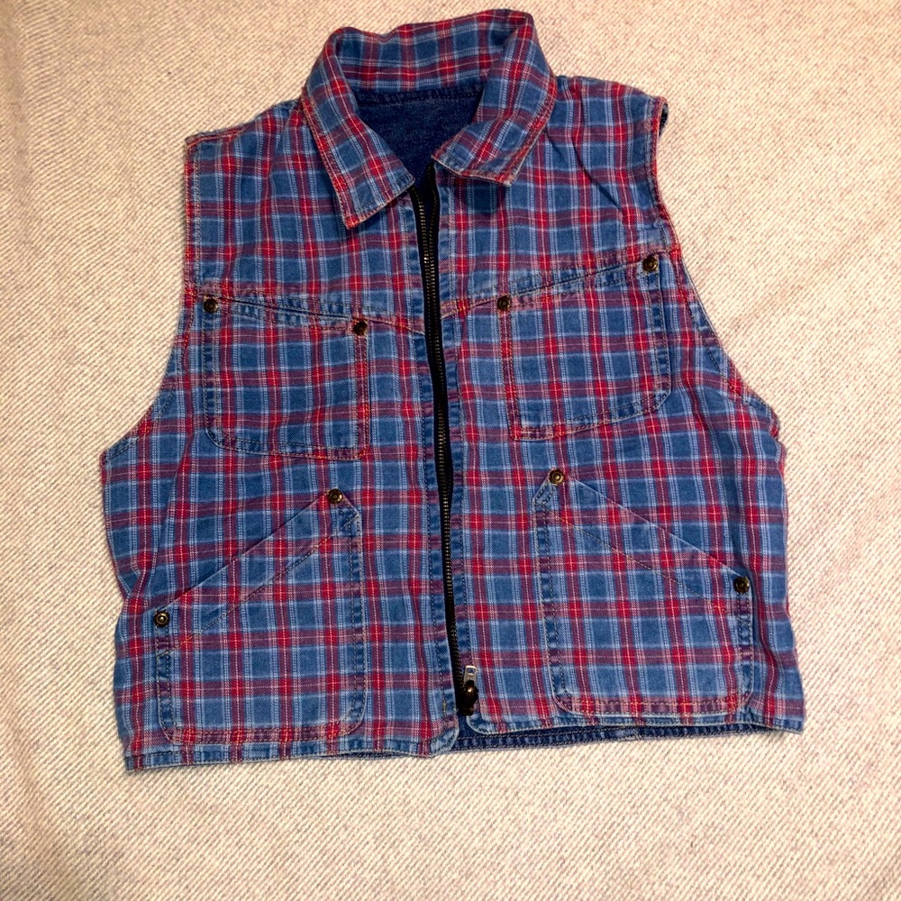Vintage denim vest reversible !!